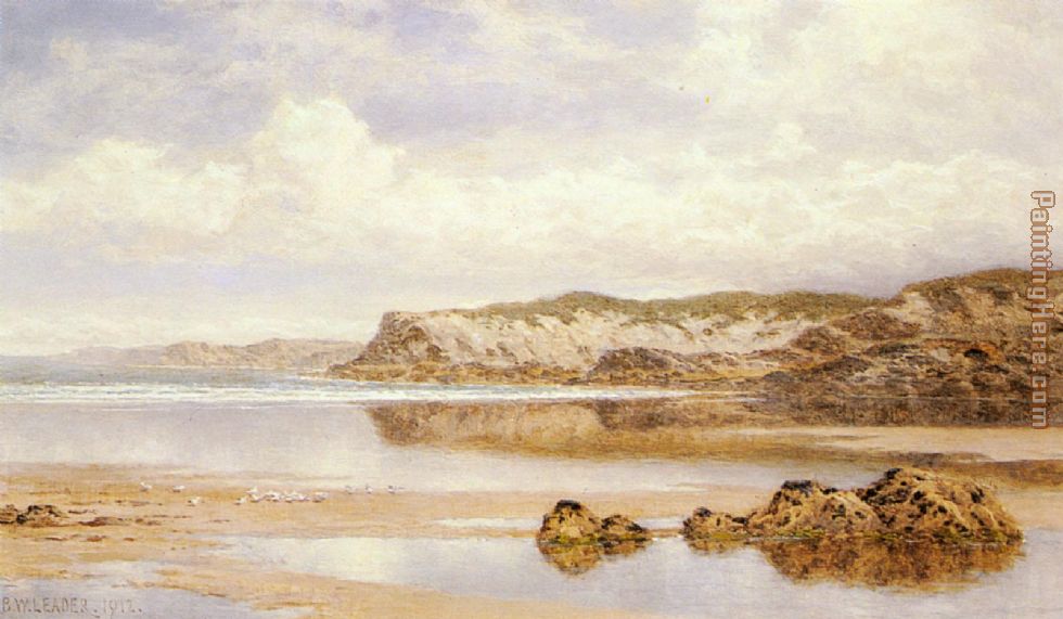 The Incoming Tide Porth Newquay painting - Benjamin Williams Leader The Incoming Tide Porth Newquay art painting